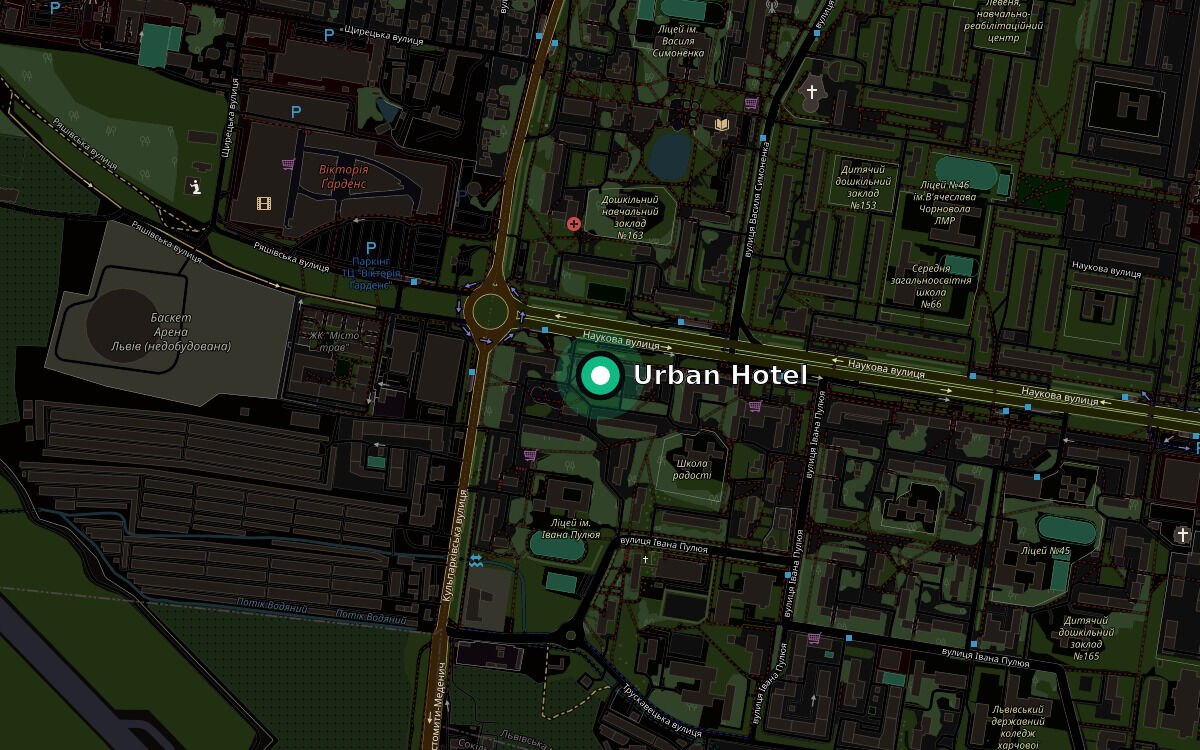 Mapa Urban Hotel Lwów, ul. Naukowa 61